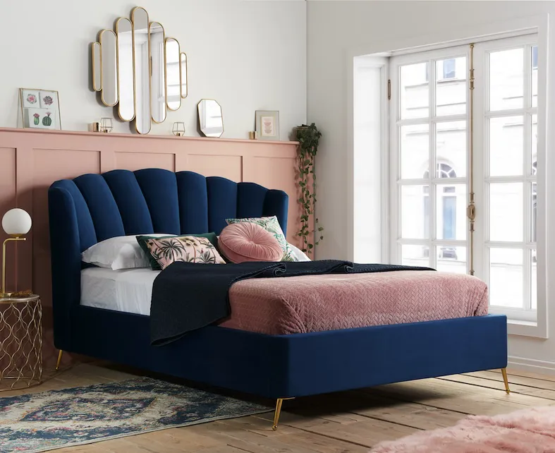 Como Blue Ottoman Bed Frame